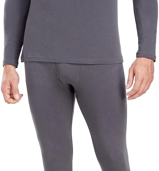 Men's Cotton Long Johns Thermal Underwear Set Base Layer Lightweight Long Sleeve Top and Bottom