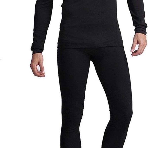 Thermal Underwear for Men, Mens Long Johns Set Fleece Lined Long Sleeve Thermals Black