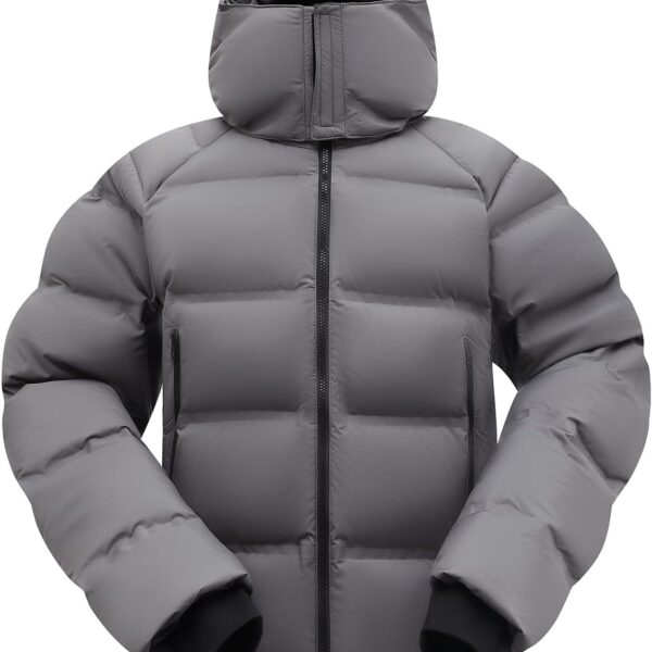 Men's Thickened Down Jacket Super Warm Winter Puffer Jacket Snow Coat with Detachable Hood Waterproof Windproof