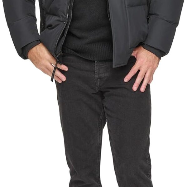 mens Short Quilted Inner Bib Attached  Down Bomber With Hybrid Down Fill