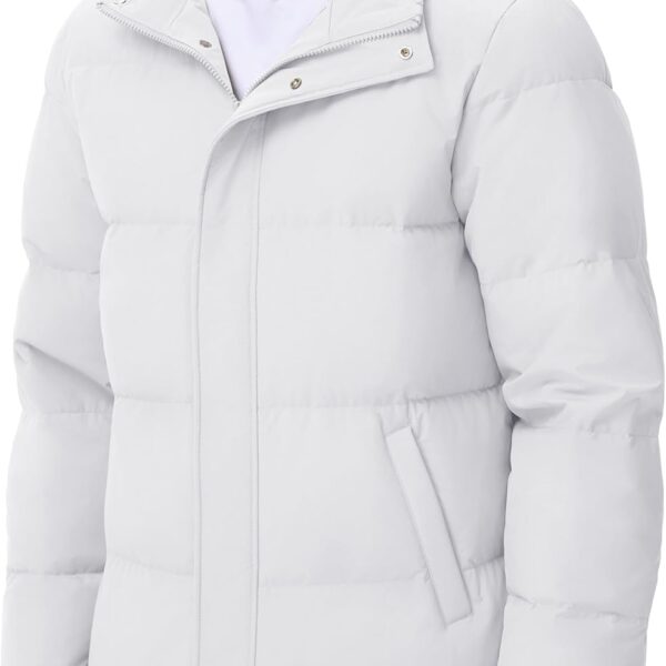 Men's Puffer Jacket Hooded Down Jacket Water-Resistant Windproof Full Zip Up Winter Warm Thicken Coat with Hood