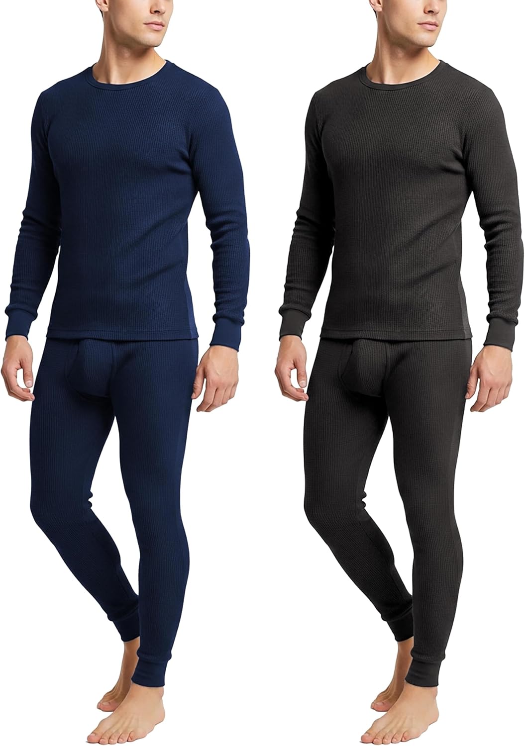 Men's Traditional Waffle Thermal Top & Bottom Set | Cotton Blend Base Layer Shirt -Long John Underwear