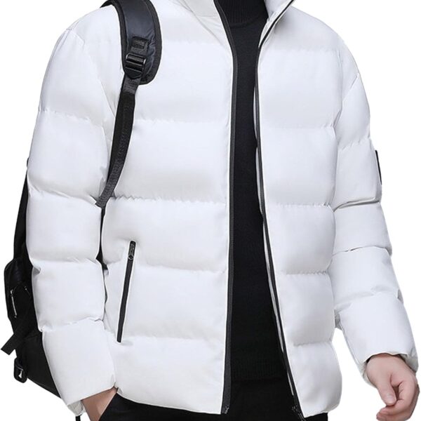 Men's Windproof Short Zipper Down Coat Warm Lightweight Quilted Puffer Jackets Bubble Insulated Filled Jacket